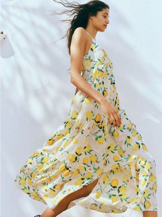 H&M Dresses & Skirts - H&M Dolce Far Niente Lemon Tiered Maxi Dress XL